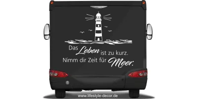 Wohnmobildekor Nimm dir Zeit für Meer auf dunklem Heck eines Wohnmobils - Ansicht Farbauswahl