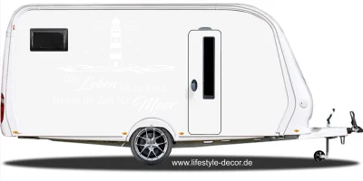 Wohnmobildekor Nimm dir Zeit für Meer auf der Seite eines Wohnwagens