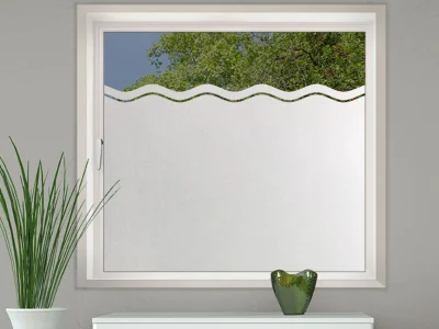 Milchglasfolie mit Sichtschutzfolie Wellenstreifen