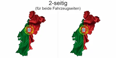 Autoaufkleber Fahne von Portugal als Silhouette - Ansicht zweiseitig für beide Fahrzeugseiten