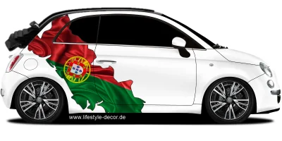 Autoaufkleber Fahne von Portugal als Silhouette auf Fahrzeugseite von PKW