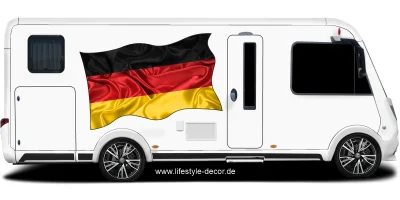 Aufkleber Deutschland Fahne auf Fahrzeugseite von Wohnmobil