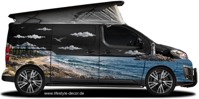 Camperdekor Berge und Meer