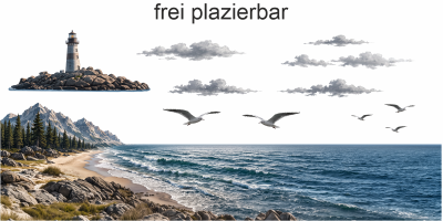 Camperdekor Berge und Meer