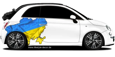 Autoaufkleber Fahne von der Ukraine als Silhouette auf Fahrzeugseite von PKW