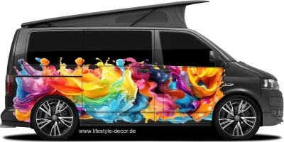 Autoaufkleber Farbspiel auf schwarzem Van