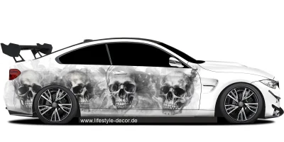 Autoaufkleber Gothic Schädel auf PKW in Wunschfarbe
