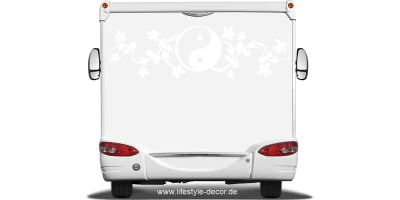 Autodekor Yin & Yang auf Heck von Wohnmobil oder Wohnwagen - Ansicht Farbauswahl