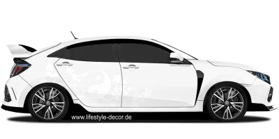 Autodekor Yin & Yang auf hellem PKW - Ansicht Farbauswahl