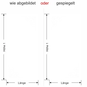 Glastür Milchglasfolie Dekorecken - Ansicht Ausrichtung und Farbauswahl