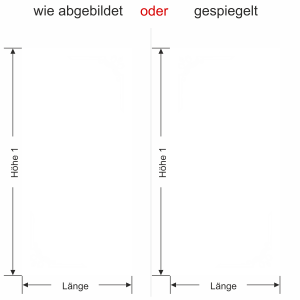 Glastür Milchglasfolie Ecken - Ansicht Ausrichtung und Farbauswahl