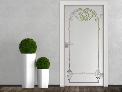 Glastür Milchglasfolie Jugendstil