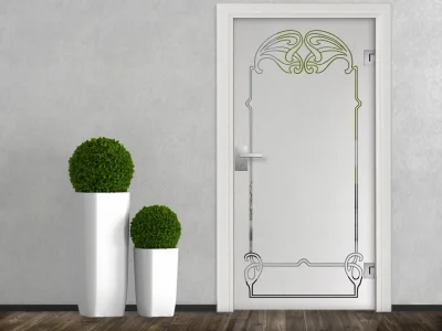 Glastür Milchglasfolie Jugendstil