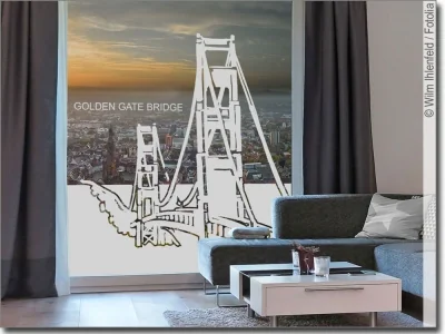Milchglasfolie als Sichtschutz mit Golden Gate Bridge