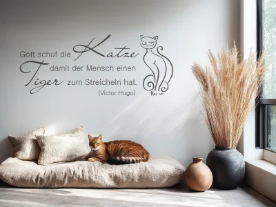 Wandtattoo Gott schuf die Katze