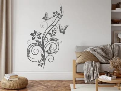 Wandtattoo mit Ornament und Schmetterling