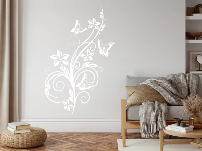 Wandtattoo mit Ornament und Schmetterling - Ansicht Farbauswahl