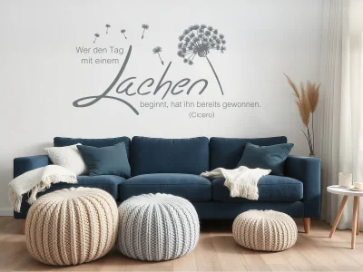 Wandtattoo Wer den Tag mit einem Lachen beginnt