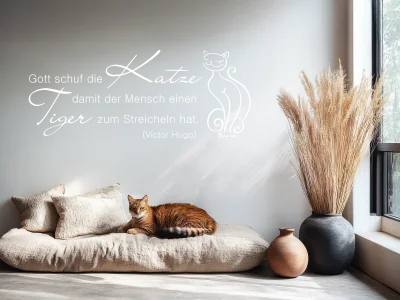 Wandzitat Gott schuf die Katze