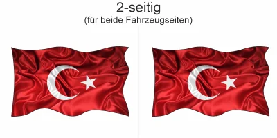 Aufkleber Fahne von der Türkei - Ansicht zweiseitig für beide Fahrzeugseiten