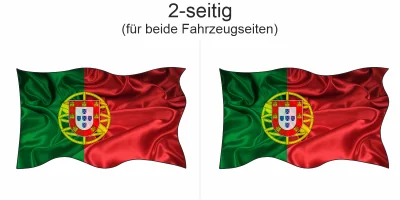 Aufkleber Fahne von Portugal - Ansicht zweiseitig für beide Fahrzeugseiten