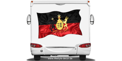 Aufkleber Fahne von Württemberg auf Heck von Reisemobil oder Wohnwagen