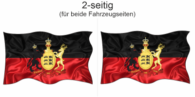 Aufkleber Fahne von Württemberg - Ansicht zweiseitig für beide Fahrzeugseiten