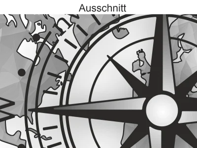 Aufkleber Kompass und Weltkarte - Ansicht Ausschnitt und Farbauswahl
