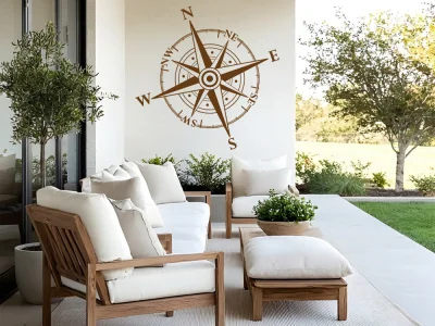 Aufkleber für die Außenwand vom Haus mit Kompass