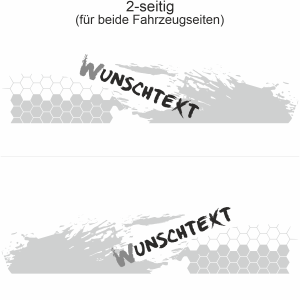 Autoaufkleber Waben und Klecks - Ansicht zweiseitig für beide Fahrzeugseiten