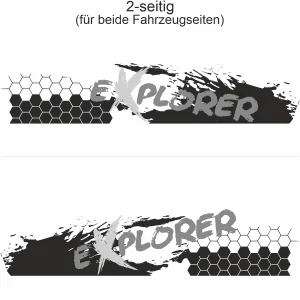 Auto Aufkleber Polygon Dekor - Ansicht zweiseitig für beide Fahrzeugseiten