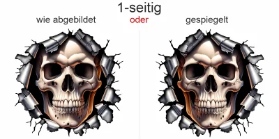 Autoaufkleber Aufgerissene Karosserie mit Totenkopf - Ansicht Ausrichtung