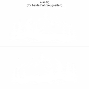 Autoaufkleber Berge & Wald Silhouette - Ansicht zweiseitig und Farbauswahl