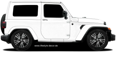 Autoaufkleber Berge & Wald Silhouette auf hellem Geländewagen - Ansicht Farbauswahl