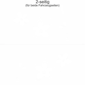 Autoaufkleber mit Blumen Ornament und Schmetterling - Ansicht zweiseitig für beide Fahrzeugseiten und Farbauswahl