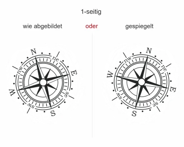Autoaufkleber Bunte Kompassrose - Ansicht Ausrichtung und Farbauswahl