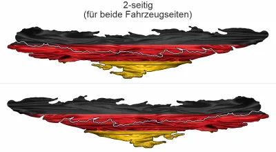 Autoaufkleber mit Deutschland Fahne - Ansicht zweiseitig für beide Fahrzeugseiten