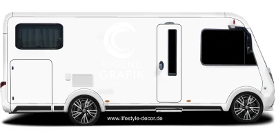 Autoaufkleber Eigene Grafik einfarbig - Ansicht Farbauswahl auf hellem Wohnmobil