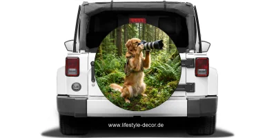 Autoaufkleber Eigenes Foto von Ihrem HundRund auf heller Ersatzradabdeckung