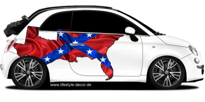 Autoaufkleber Fahne der Südstaaten von Amerika als Silhouette auf Fahrzeugseite von PKW