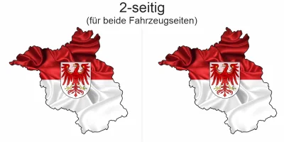 Autoaufkleber Fahne und Umriss von Brandenburg - Ansicht zweiseitig für beide Fahrzeugseiten