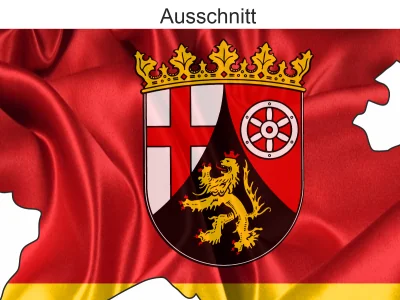 Fahrzeugaufkleber mit der Rheinland-Pfalz-Flagge in Form der Landesgrenze-- Ansicht Ausschnitt