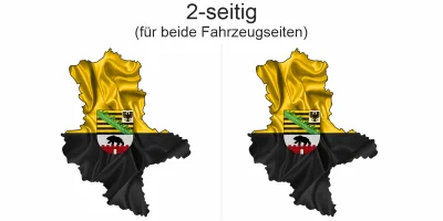 Autoaufkleber Fahne und Umriss von Sachsen-Anhalt - Ansicht zweiseitig für beide Fahrzeugseiten