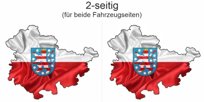 Autoaufkleber Fahne und Umriss von Thüringen - Ansicht zweiseitig für beide Fahrzeugseiten