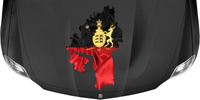 Autoaufkleber Fahne und Umriss von Württemberg auf dunkler Motorhaube