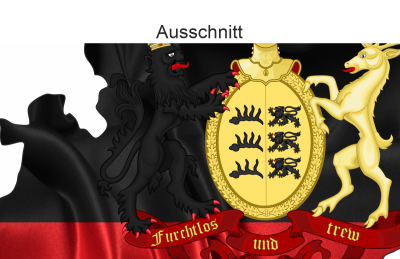 Autoaufkleber Fahne und Umriss von Württemberg - Ansicht Ausschnitt