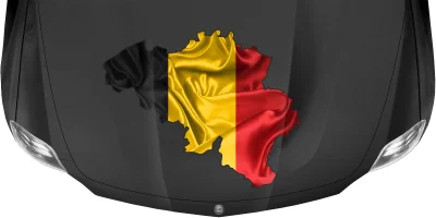 Autoaufkleber Fahne von Belgien als Silhouette auf dunkler Motorhaube