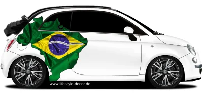 Autoaufkleber Fahne von Brasilien als Silhouette auf Fahrzeugseite von PKW