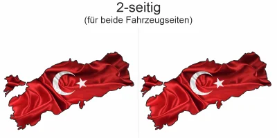 Autoaufkleber Fahne von der Türkei als Silhouette - Ansicht zweiseitig für beide Fahrzeugseiten