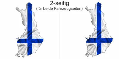 Autoaufkleber Fahne von Finnland als Silhouette - Ansicht zweiseitig für beide Fahrzeugseiten